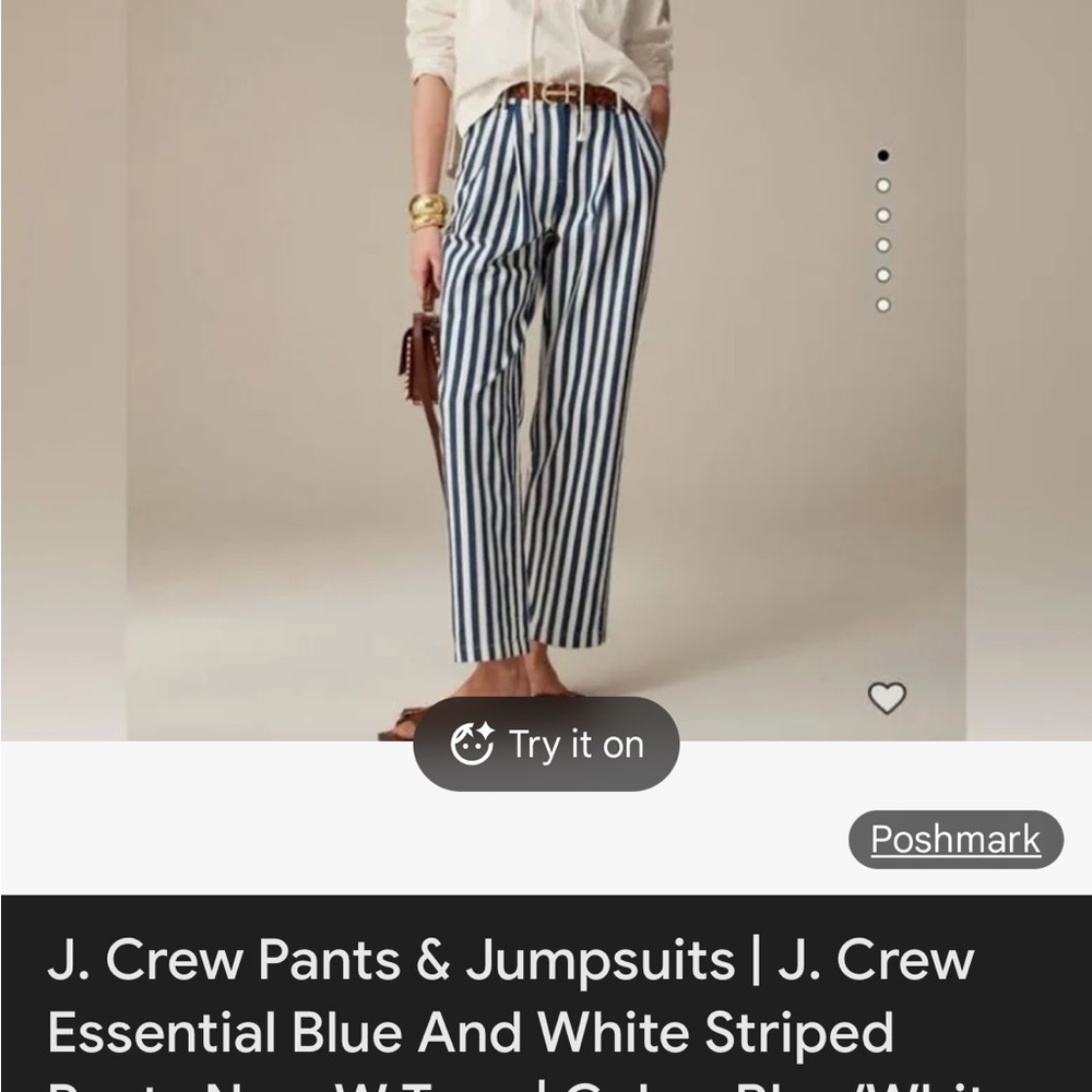 J. Crew Navy and White Striped Pants